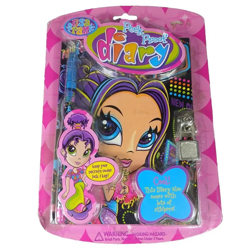 Lisa Frank Diary Peek Proof New in Package Vintage 1990 Y2K Girls with Stickers